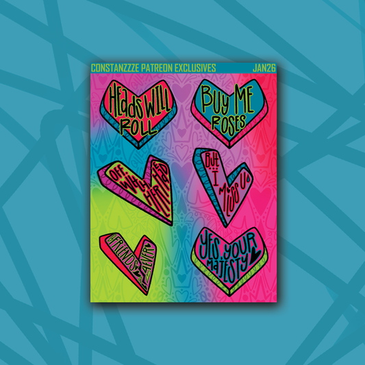 Queen of Hearts Convo Heart Deco Sheet