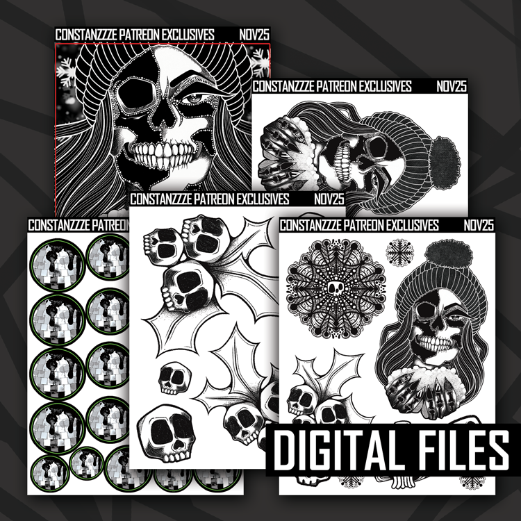 Digital Skull Witch Winter Deco Sheet Bundle