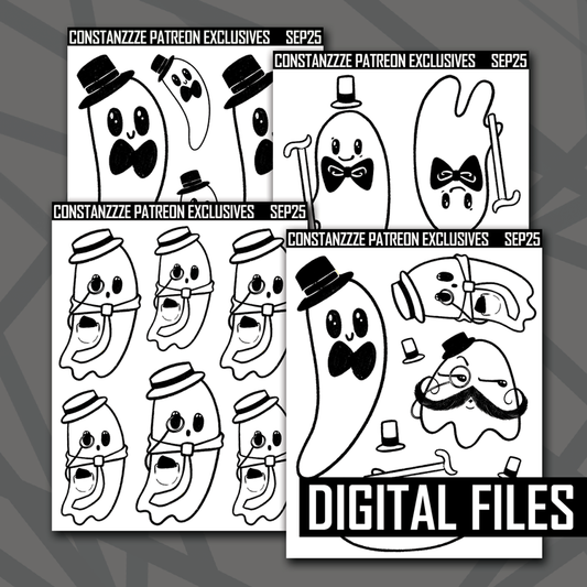 Digital Black and White Dapper Boos Deco Sheet Bundle