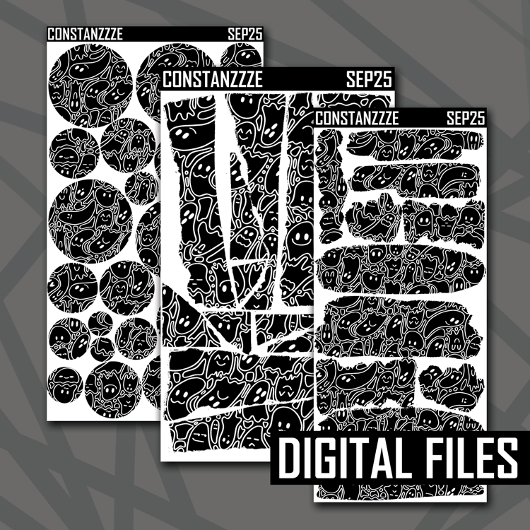 Digital Black Ghostie Pattern Layering Bundle