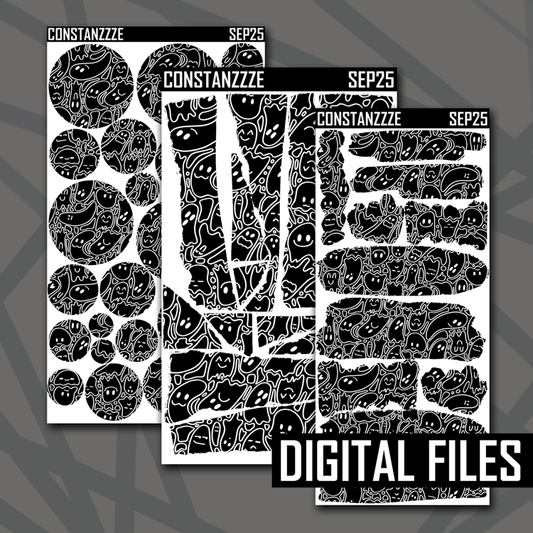 Digital Black Ghostie Pattern Layering Bundle