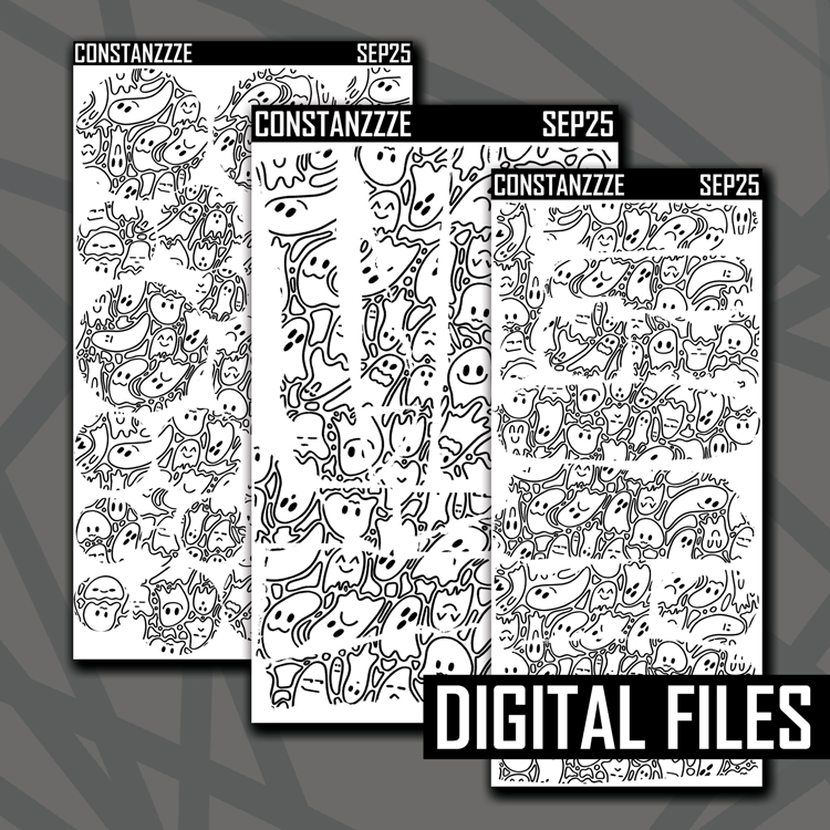 Digital White Ghostie Pattern Layering Bundle
