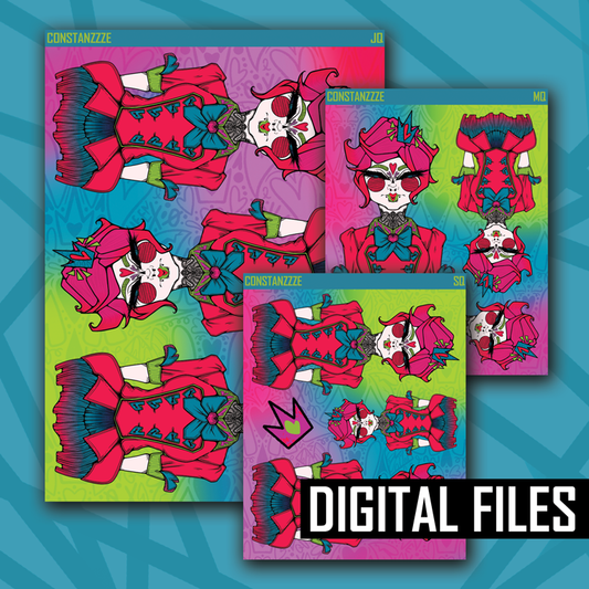 Digital Queen of Hearts Fullbody Queen Sheet Bundle