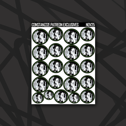 Skull Witch Winter Disco Ball Deco Sheet