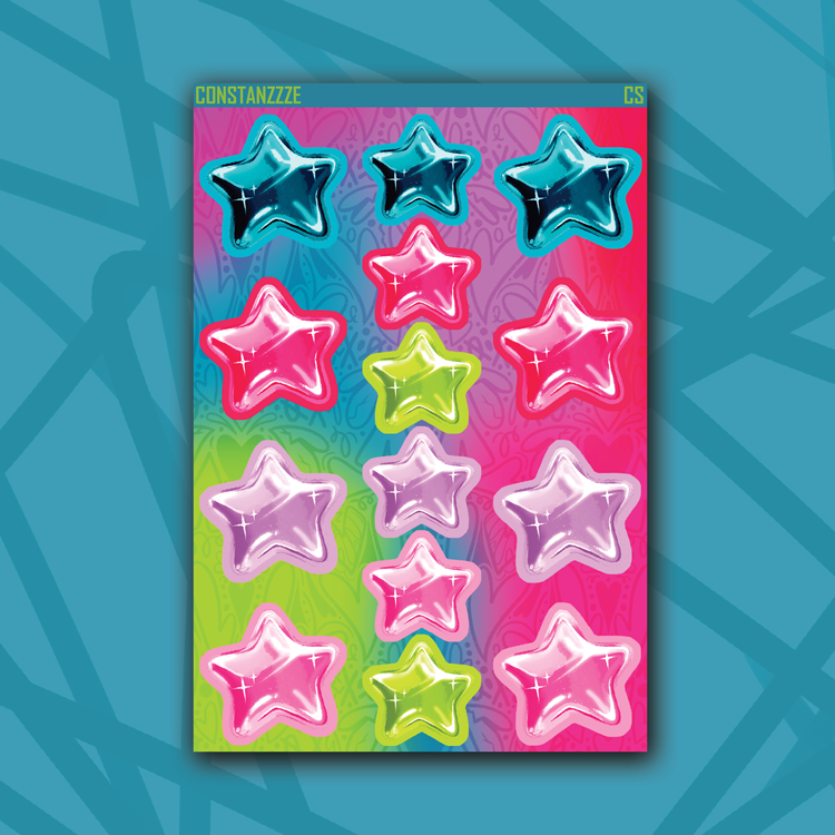 Queen of Hearts Large Chubby Star Sticker Sheet
