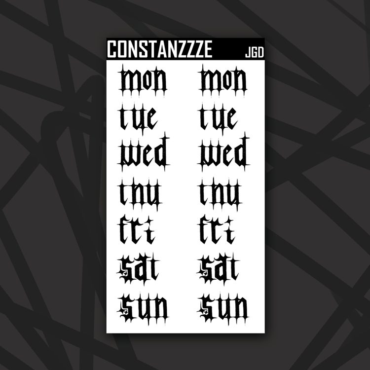 Jumbo Skull Witch Winter Gothic Days of the Week