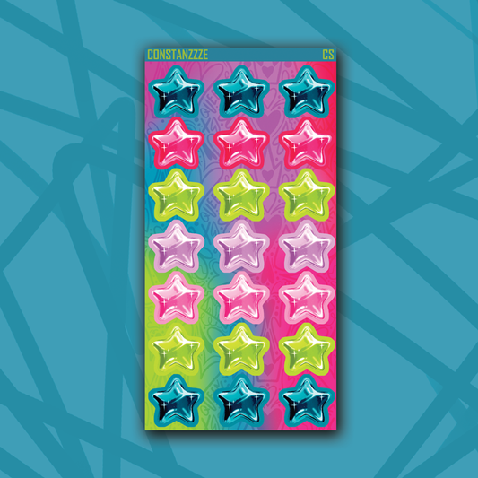 Queen of Hearts Medium Chubby Star Sticker Sheet