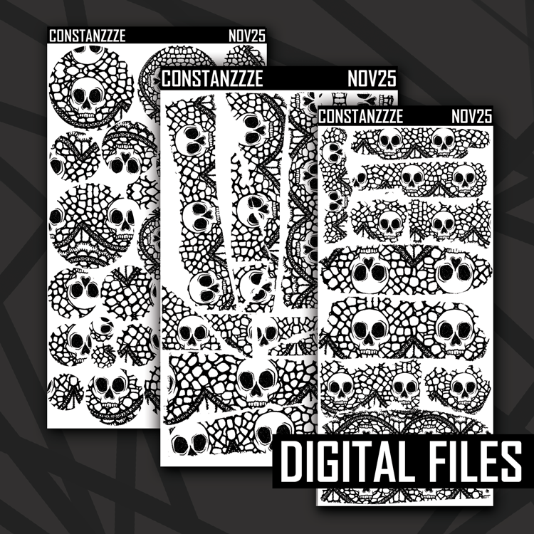 Digital Skull Witch Winter White Lace Layering Bundle