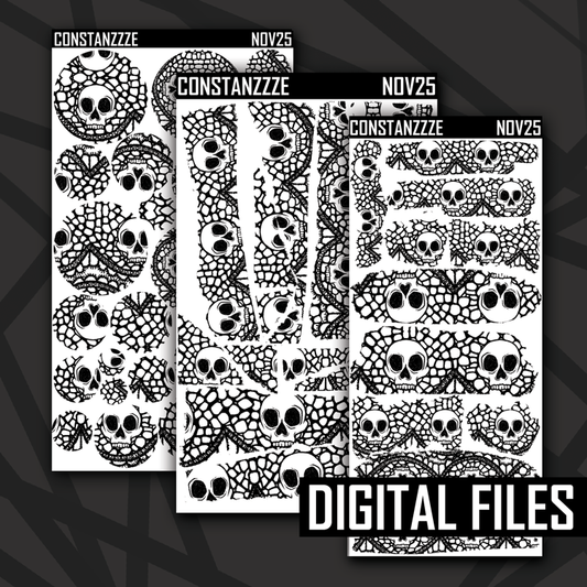 Digital Skull Witch Winter White Lace Layering Bundle