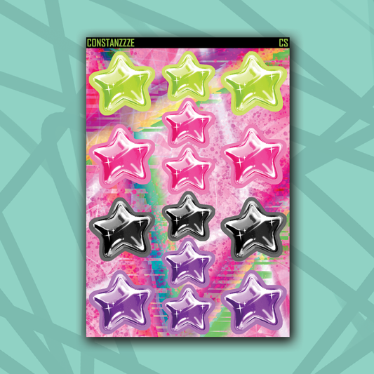 Y2K Large Chubby Star Sticker Sheet