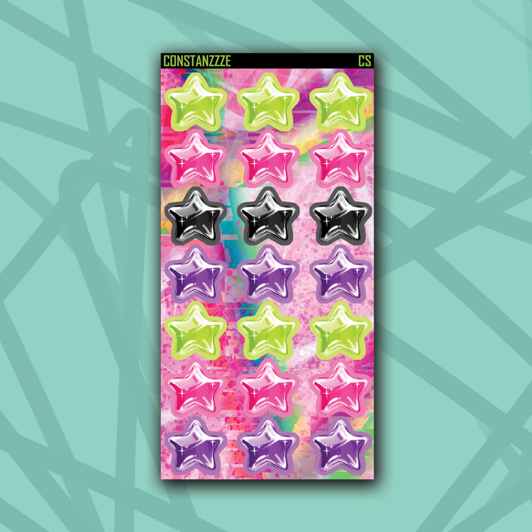 Y2K Medium Chubby Star Sticker Sheet