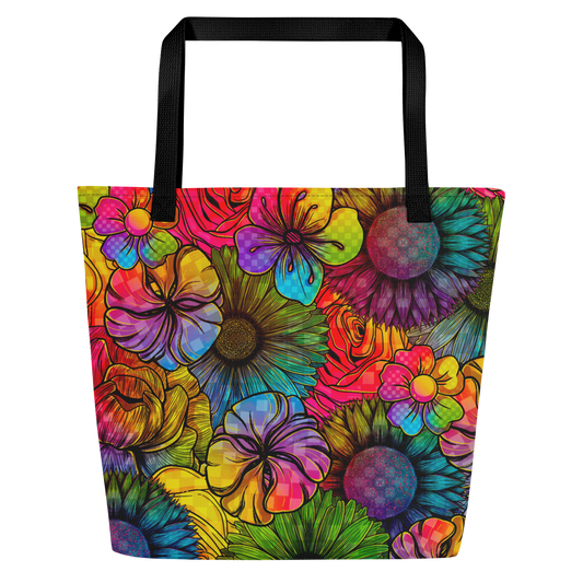 Rainbow Florals Large AF All-Over Print Tote Bag