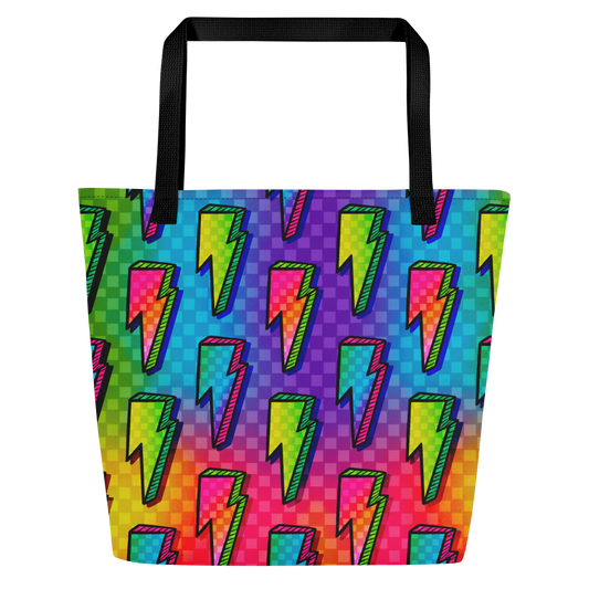 Rainbow Bolts Large AF All-Over Print Tote Bag