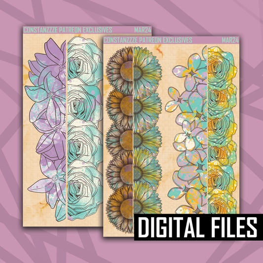 Digital Planners Bloom Long Floral Strips Addon