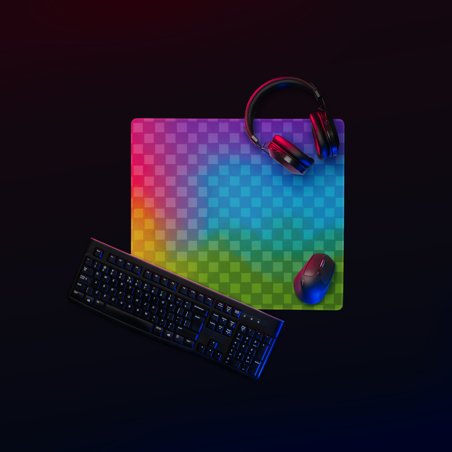 Rainbow Checker Desk Mat