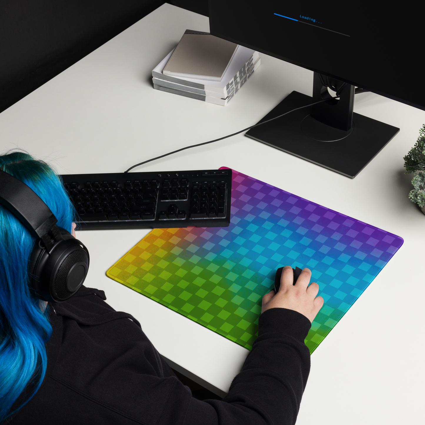 Rainbow Checker Desk Mat
