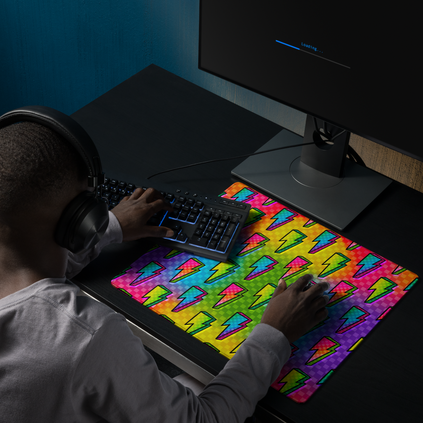 Rainbow Bolts Desk Mat