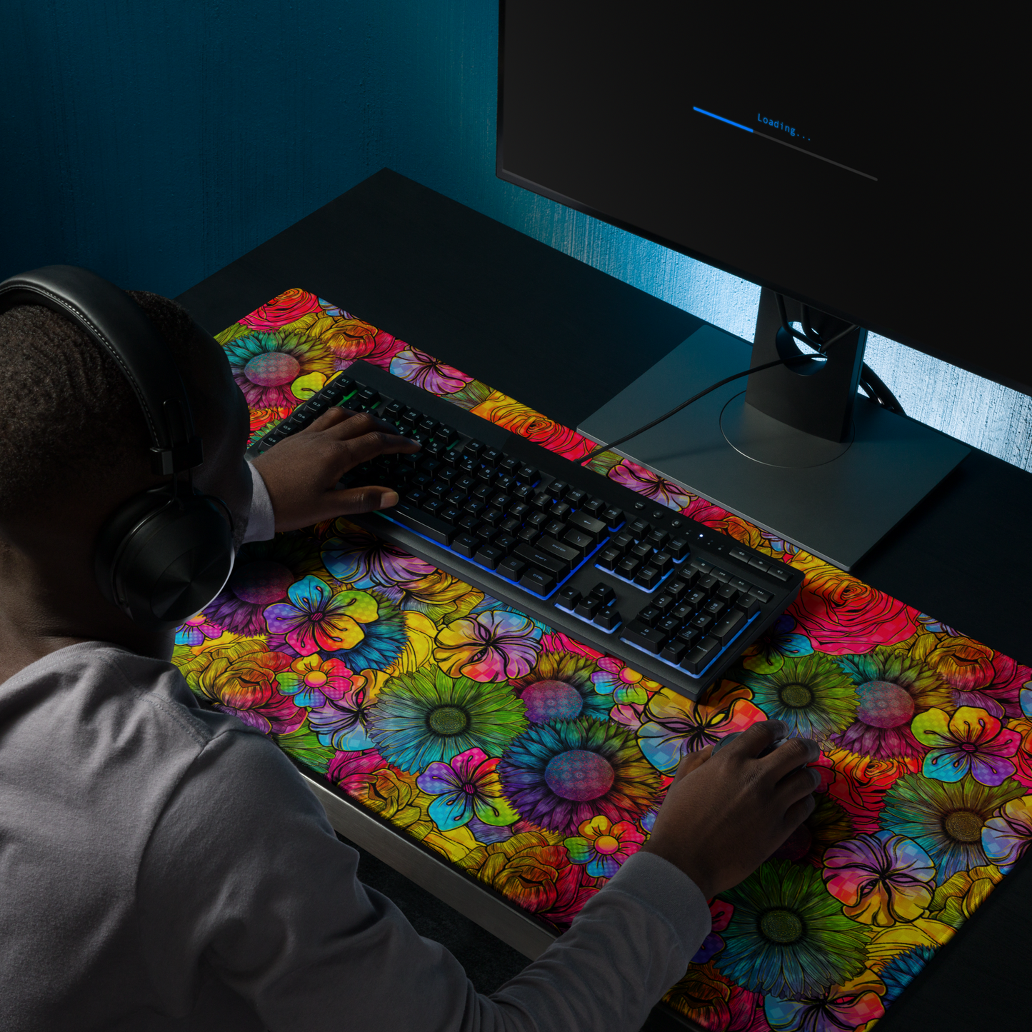 Rainbow Florals Desk Mat