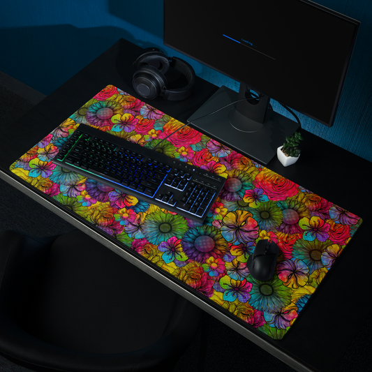 Rainbow Florals Desk Mat