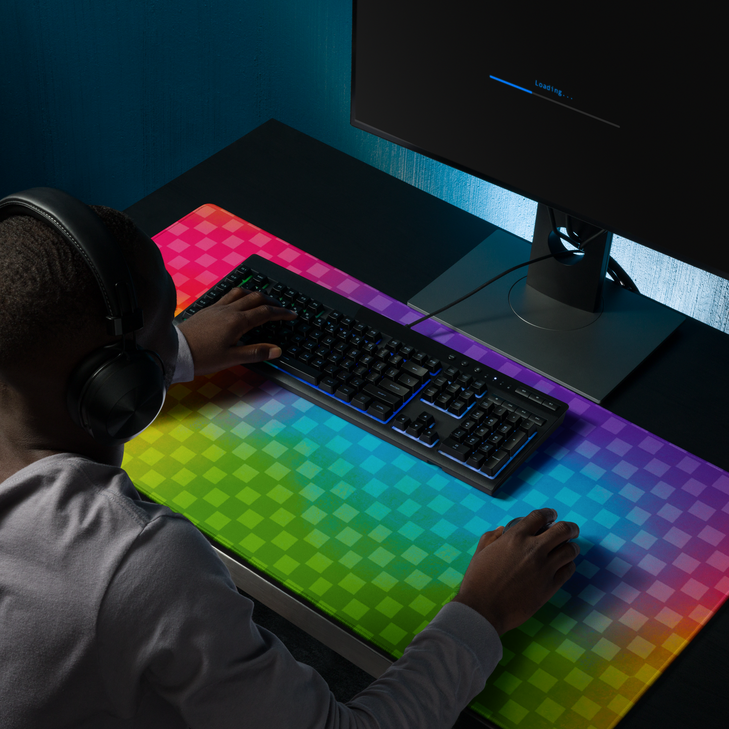 Rainbow Checker Desk Mat