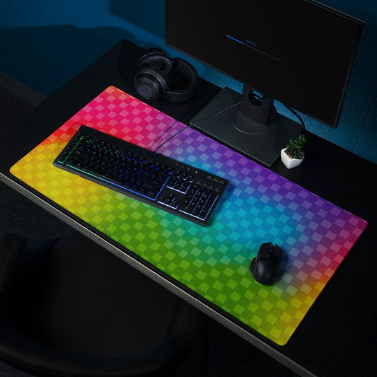 Rainbow Checker Desk Mat