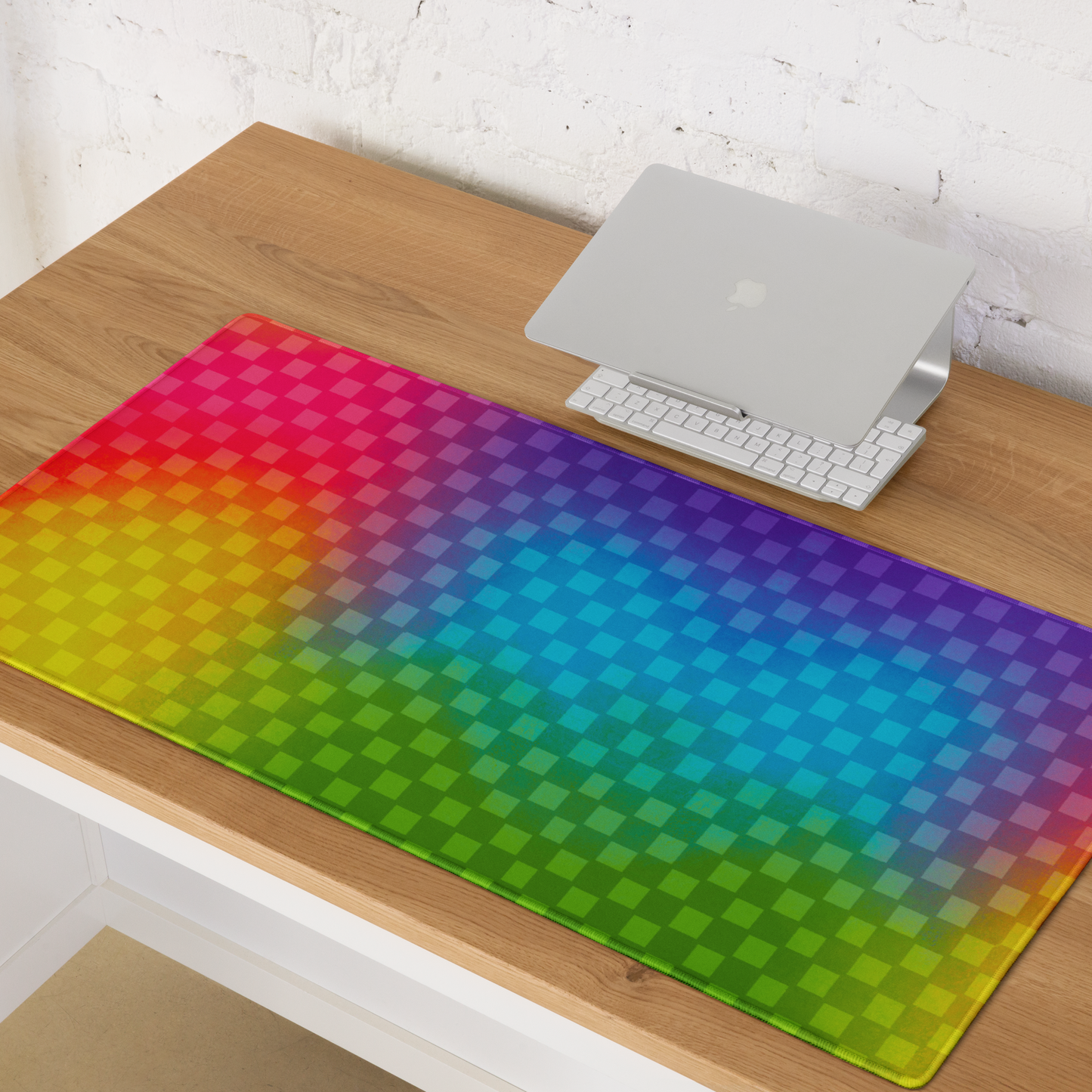 Rainbow Checker Desk Mat