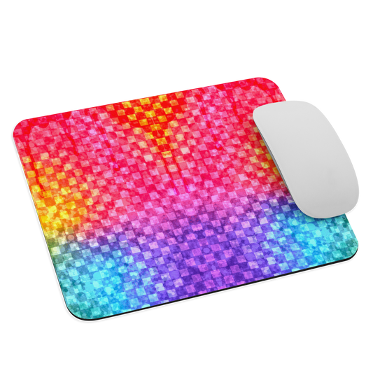 Rainbow Glitter Checker Mouse Pad