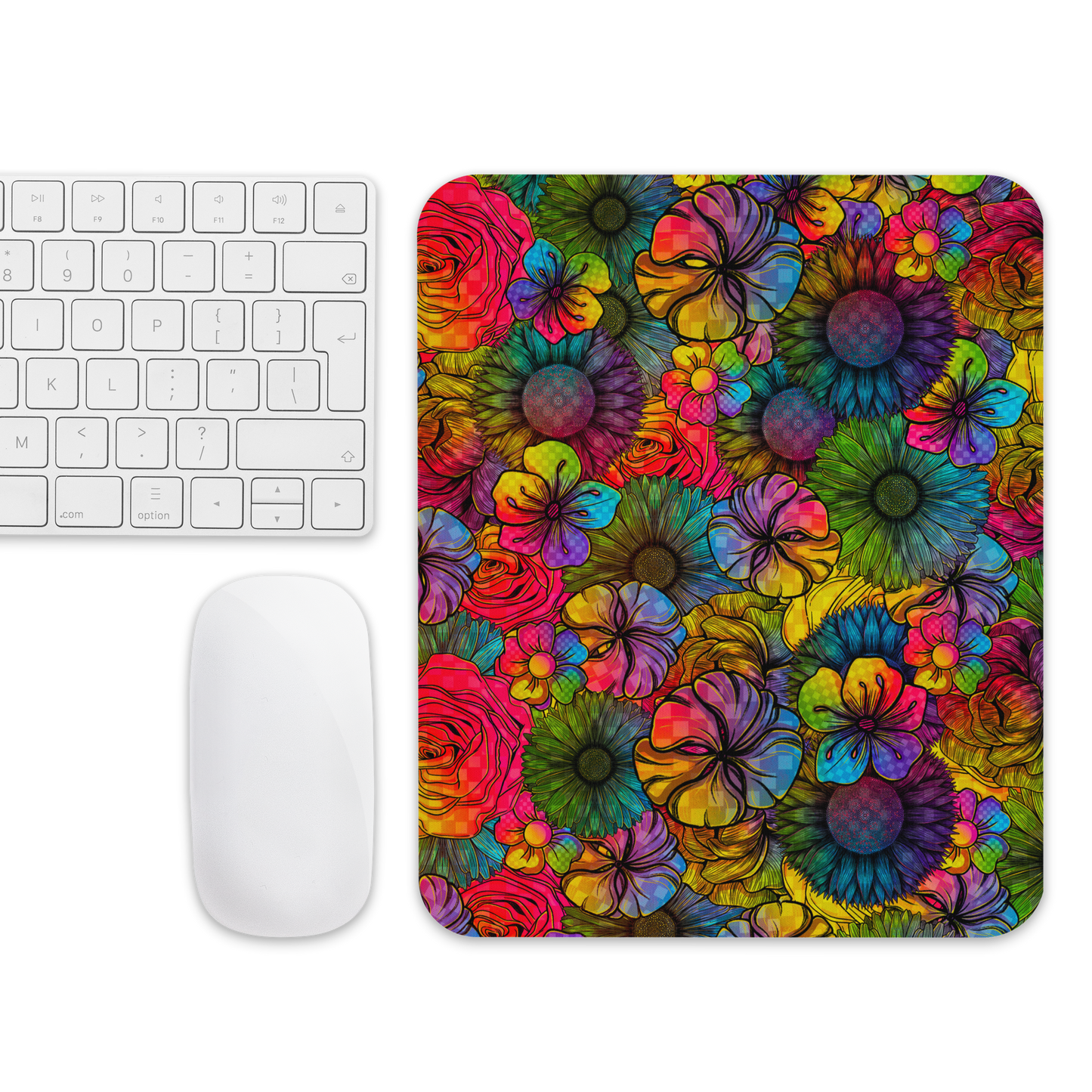 Rainbow Florals Mouse Pad