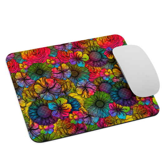 Rainbow Florals Mouse Pad