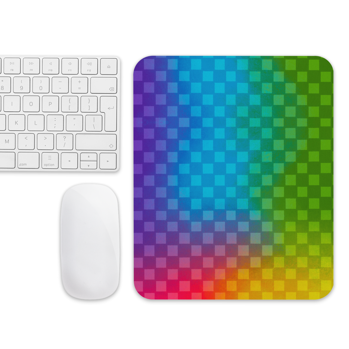 Rainbow Checker Mouse Pad