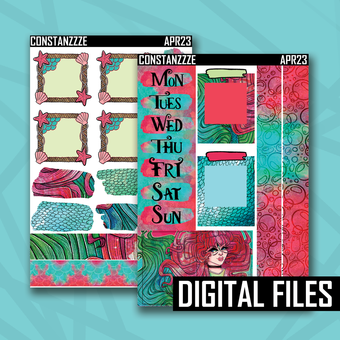 Digital Teal Mermaid Journaling Kit Constanzzze boo digital-teal-mermaid-journaling-kit-constanzzze-boo