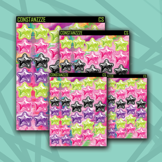 Y2K Small/Xsmall/Tiny/Tiny AF Chubby Star Sticker Sheet